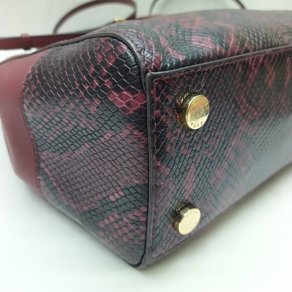 Michael Kors Sutton Maroon Leather Python Detail Carryall Satchel Shoulder Bag - Picture 8 of 16